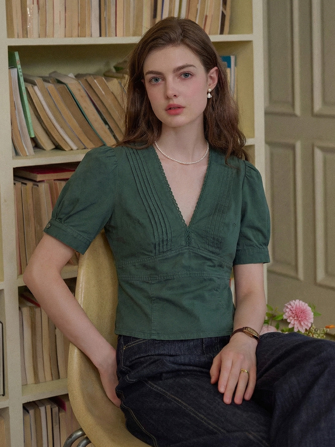 Ailany V-Neck Lace Blouse