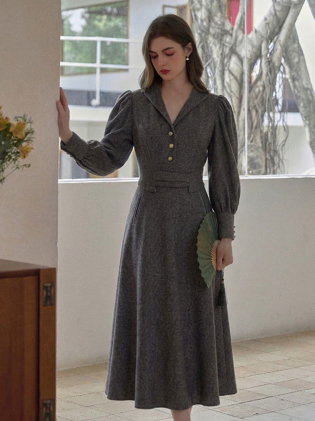 Lilianna Retro V-Neck Dress