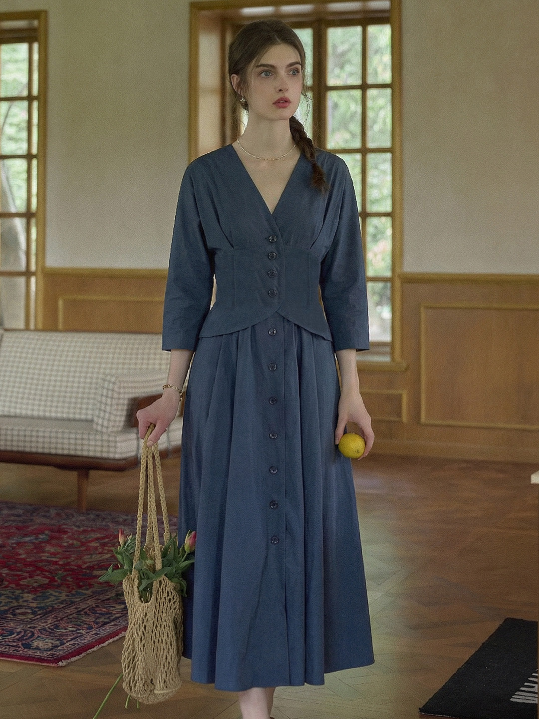 Emma V-Neck Waisted Blouse