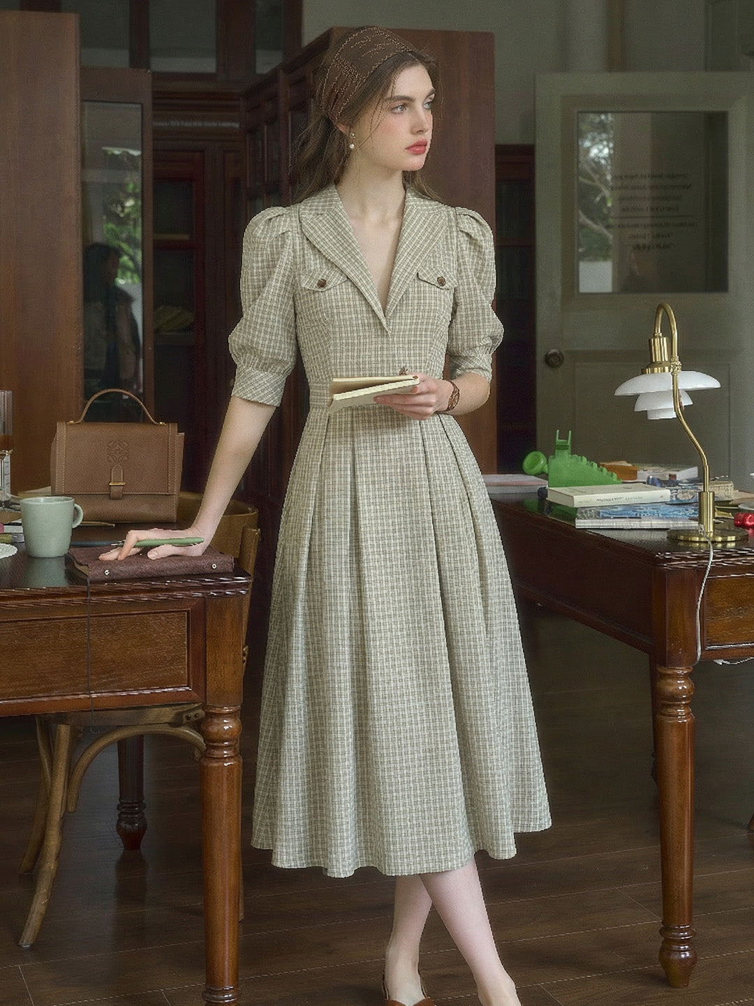 Leslie V-Neck Plaid Dress