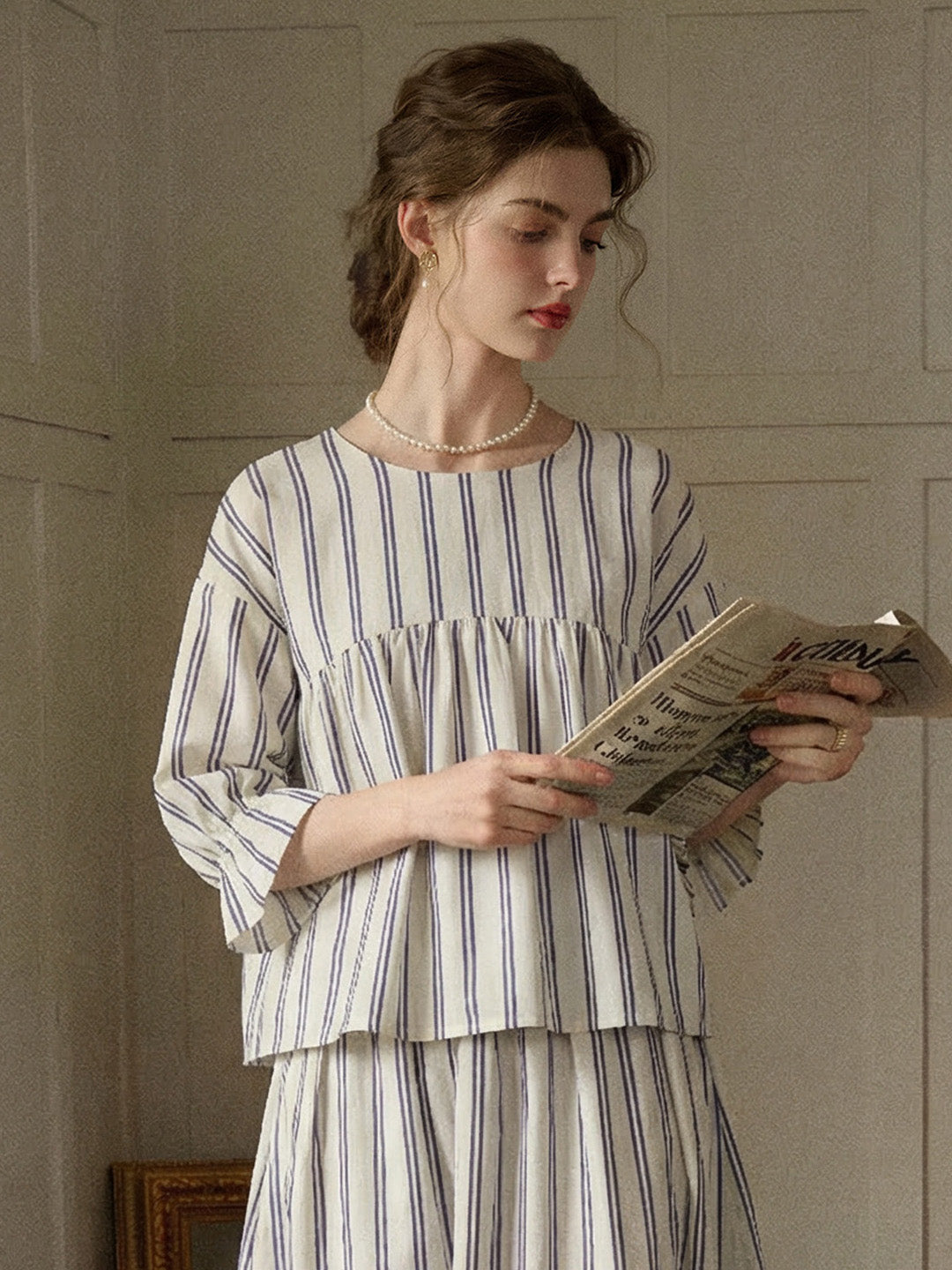 Emilia Round Neck Striped Blouse