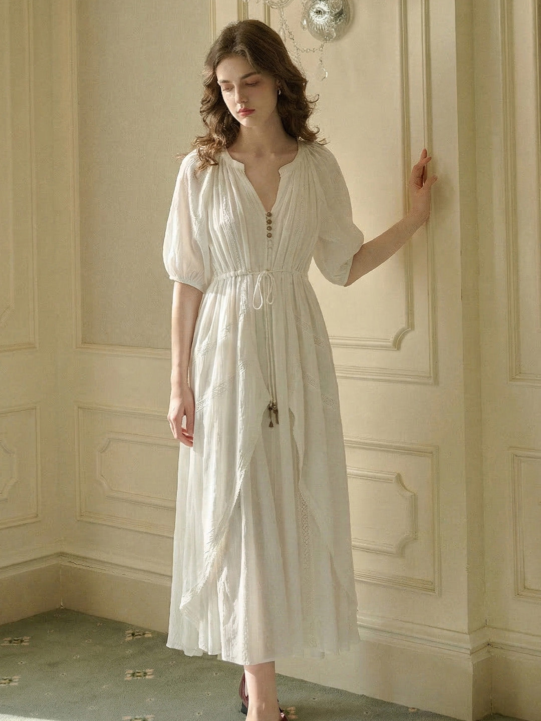 Evie Round Neck Embroidered Dress