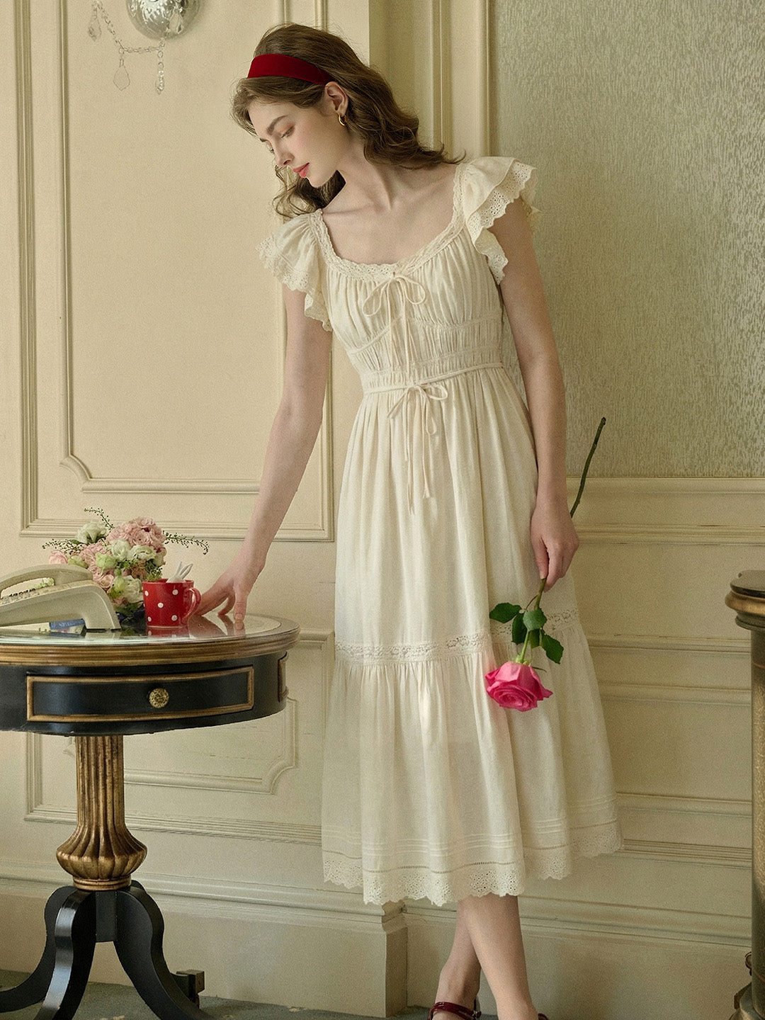 Halo Round Neck Ruffle Sleeve Dress