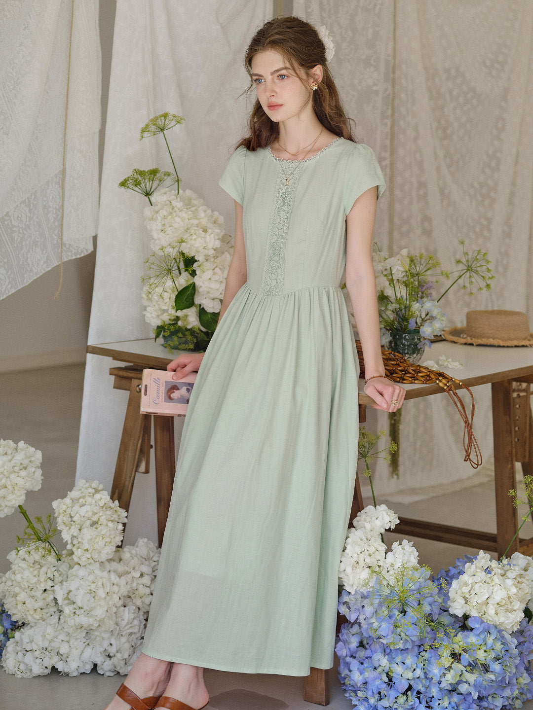 Malia Round Neck Lace Embroidered 100% Cotton Dress