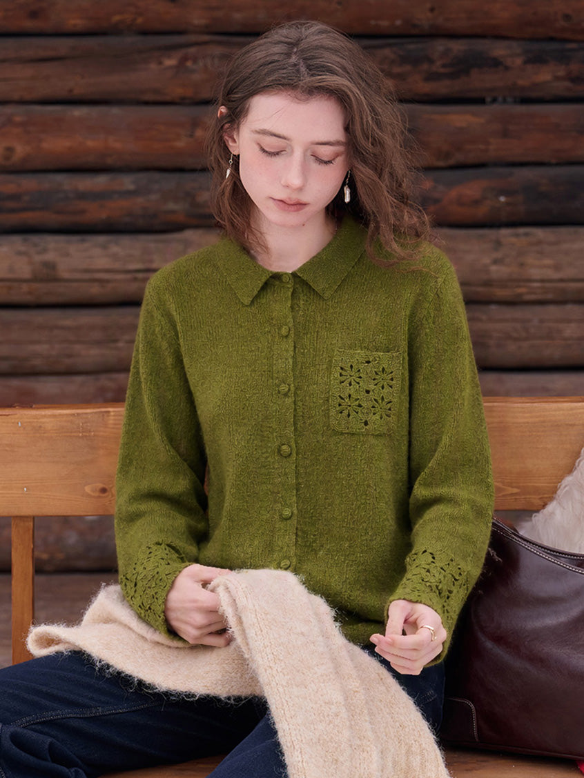 Myrna Crochet Trim Embroidery Knit Blouse