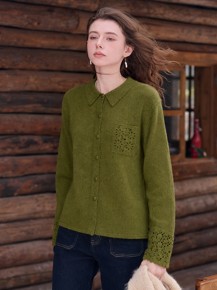 Myrna Crochet Trim Embroidery Knit Blouse