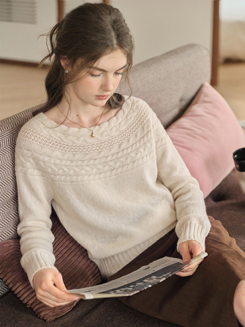 Odette Cable & Pointelle Boat-Neck Sweater