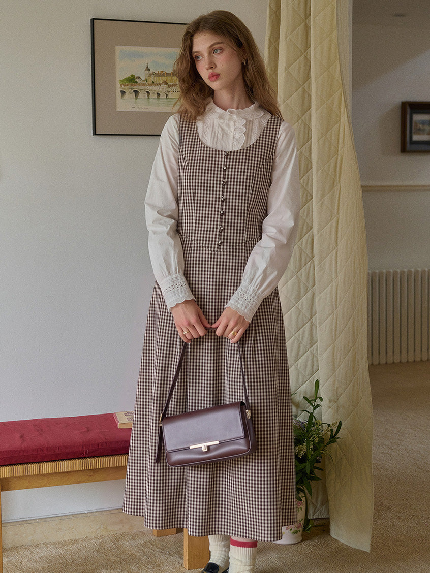 Colette Black & White Gingham Pinafore Dress