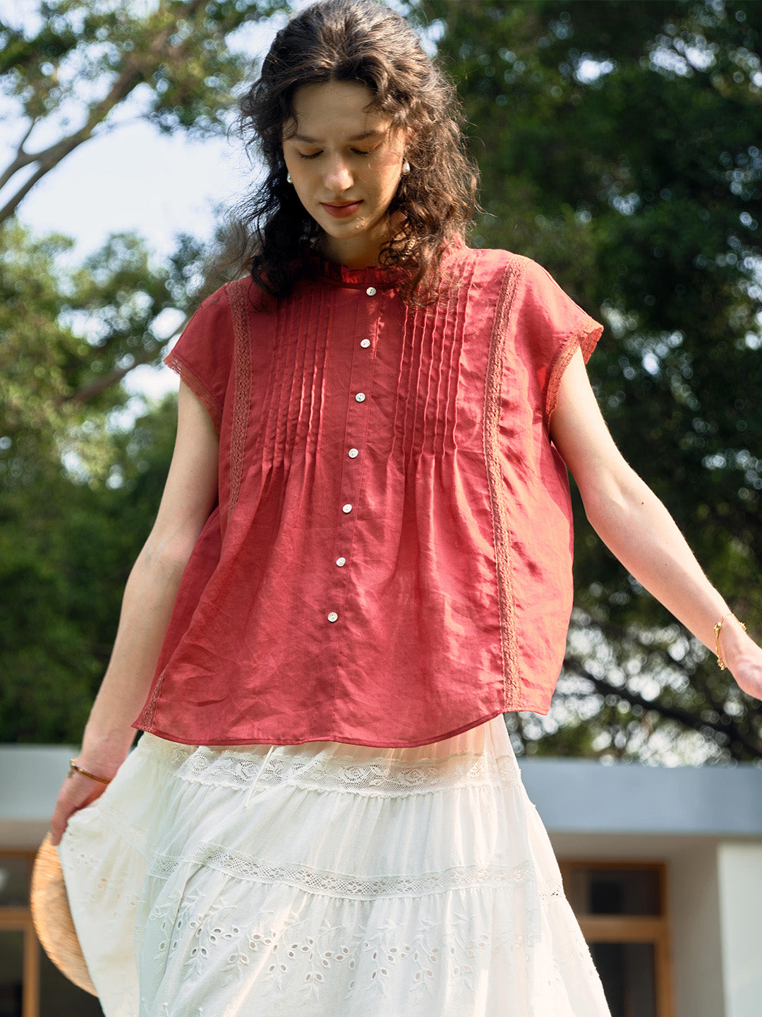 Lilac Ruffle Collar Blouse