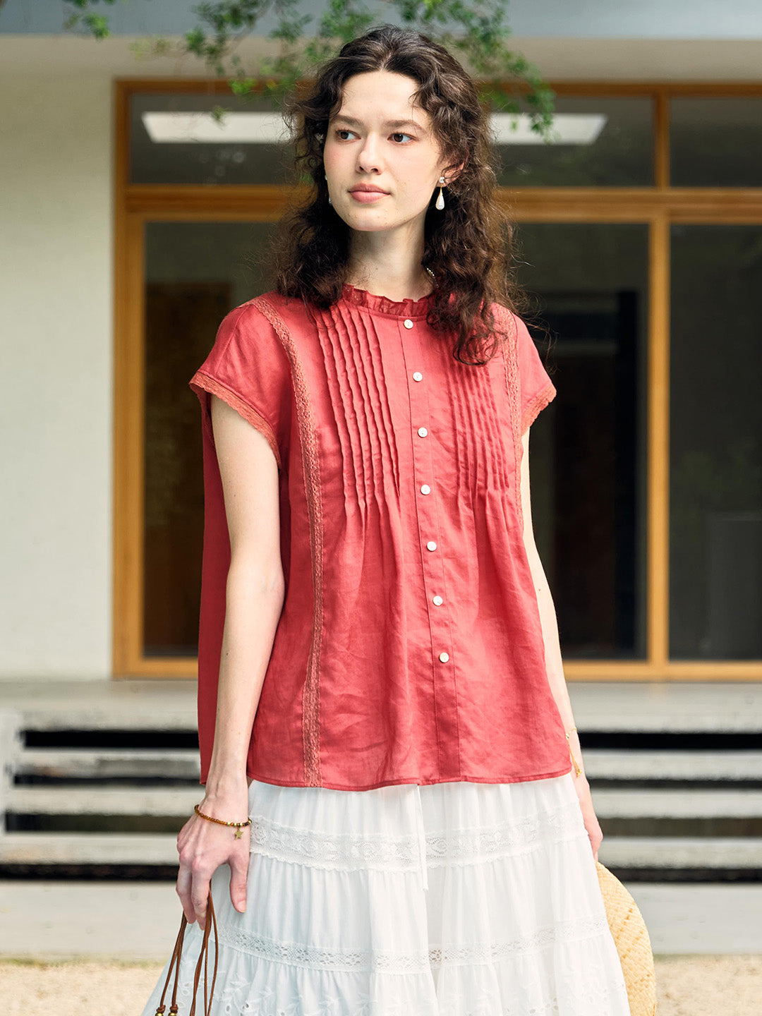 Lilac Ruffle Collar Blouse
