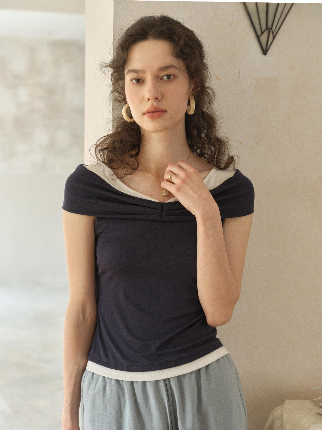Clara V-Neck Knit Blouse