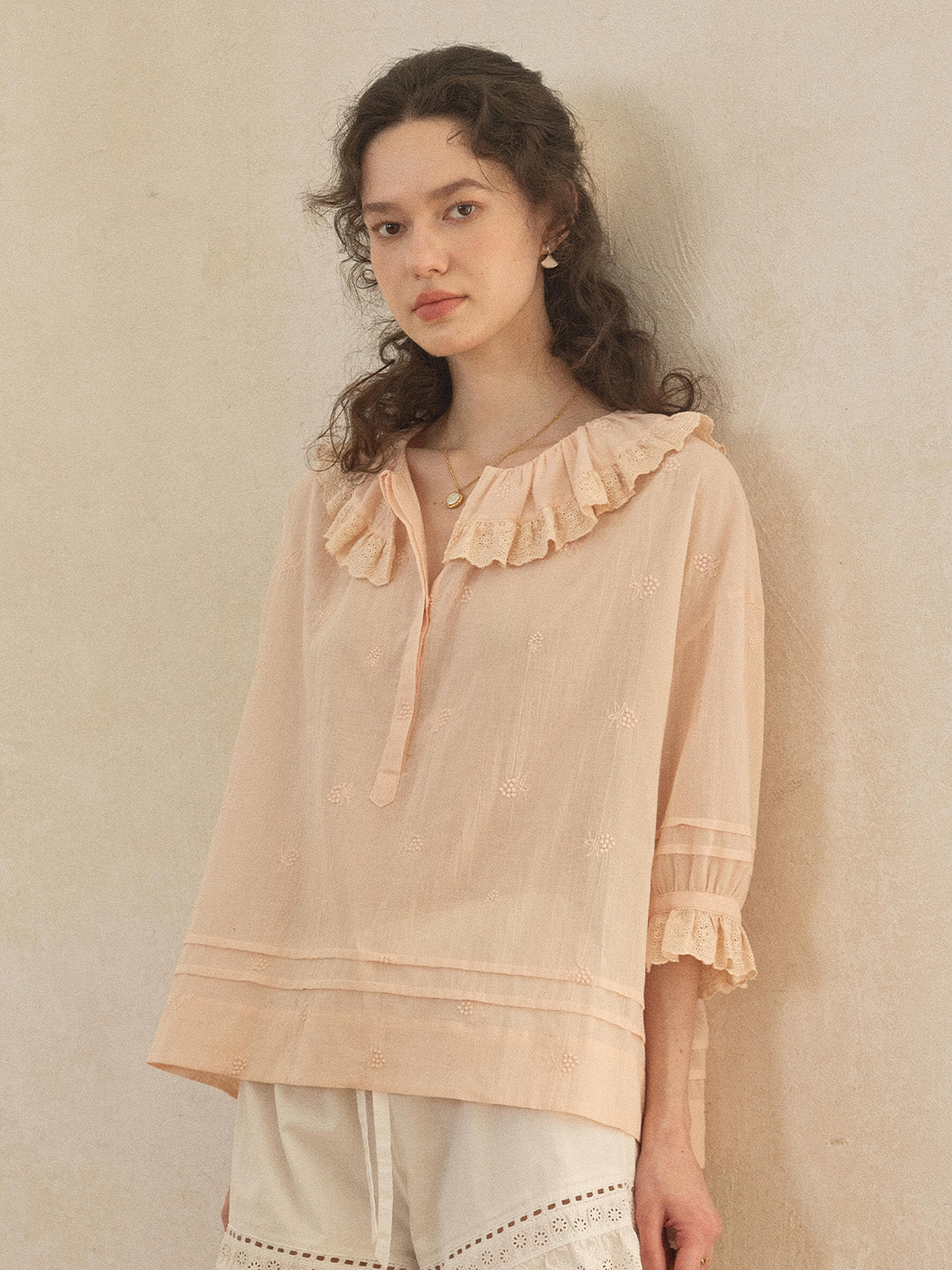 Romy Round Neck 100% Cotton Blouse