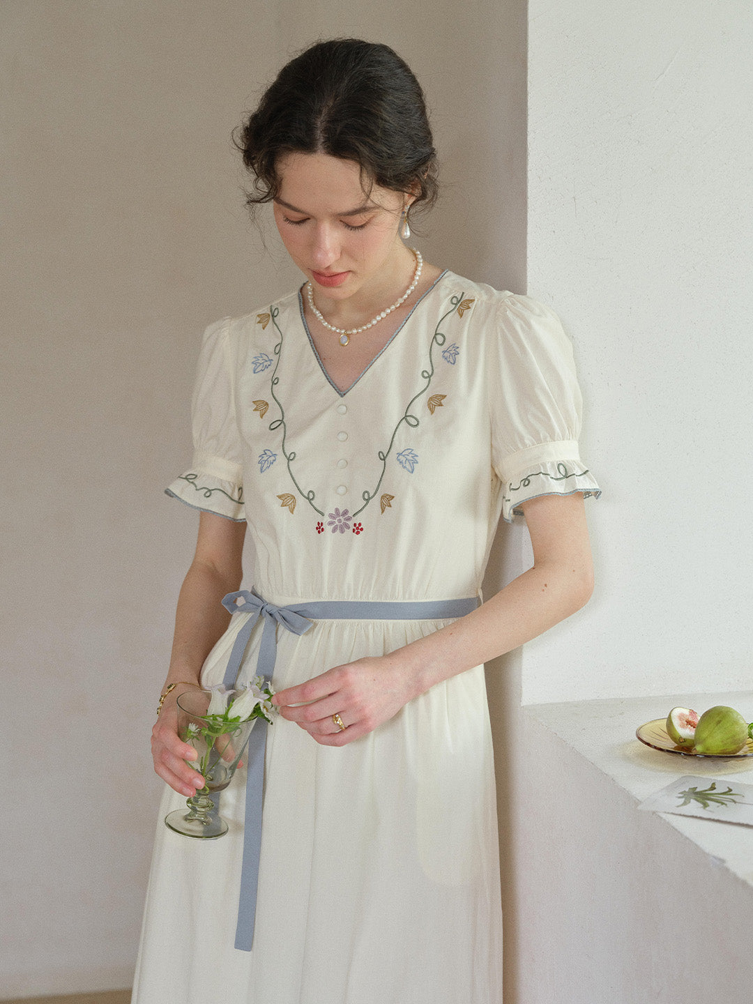 Marleigh V-Neck Embroidered Dress