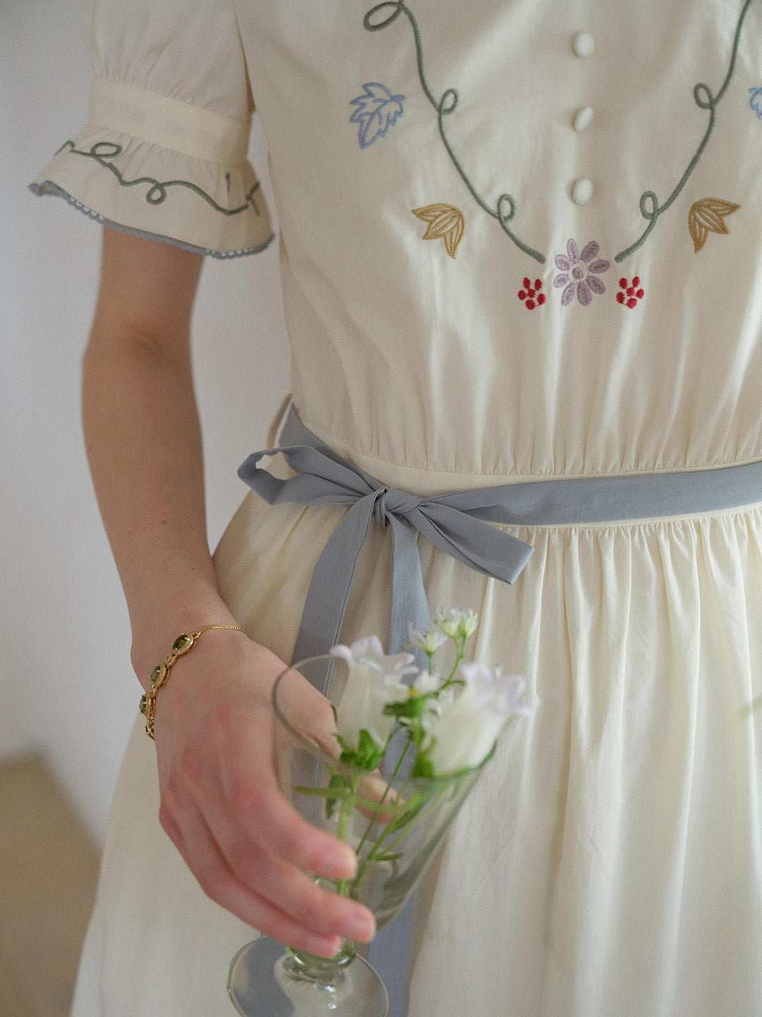 Marleigh V-Neck Embroidered Dress