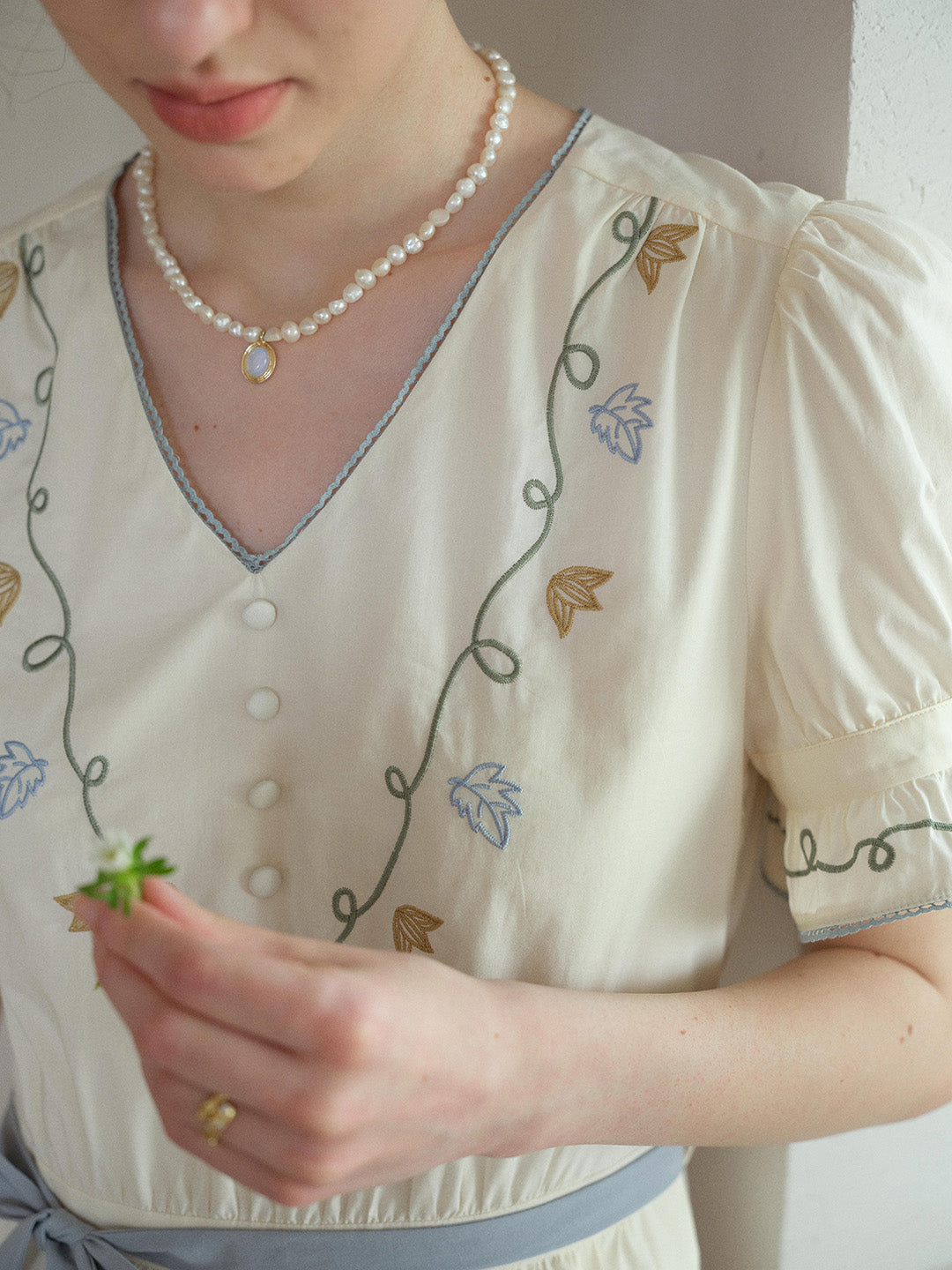 Marleigh V-Neck Embroidered Dress