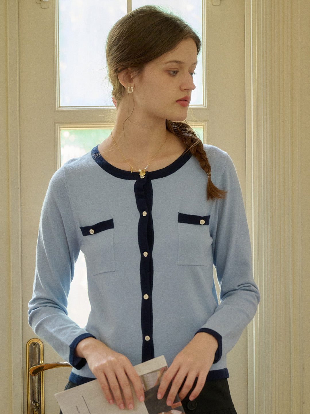 Willa Classic Knit Cardigan in Blue main image 0