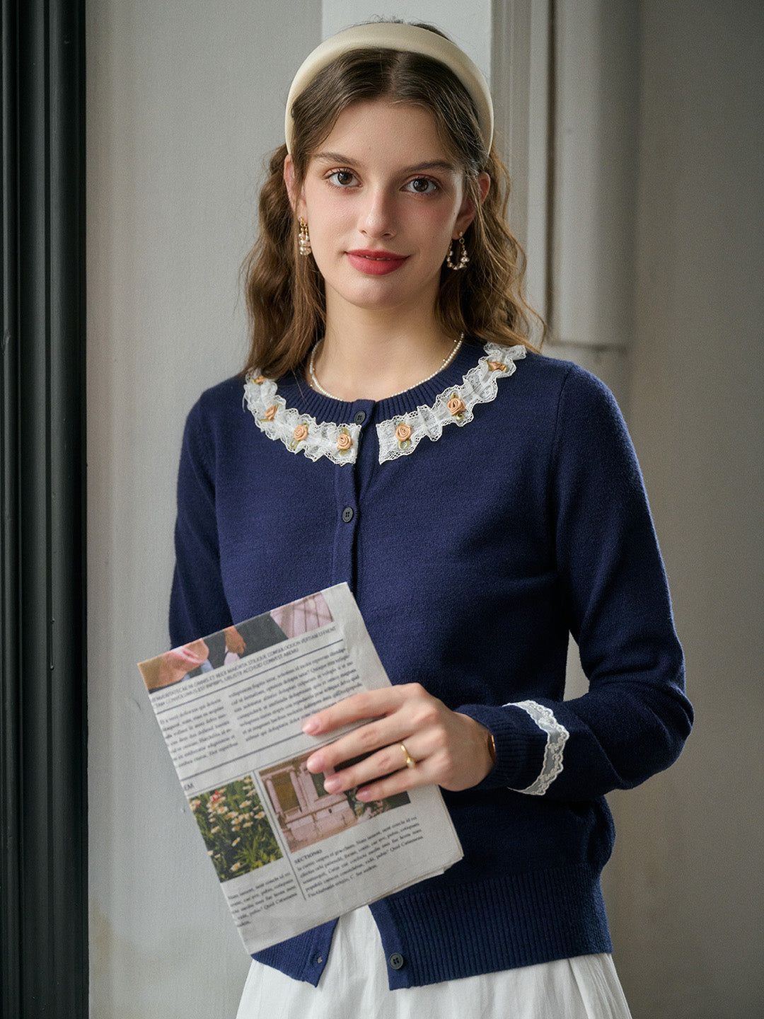 【Final Sale】Soleil Round Neck Lace Cardigan