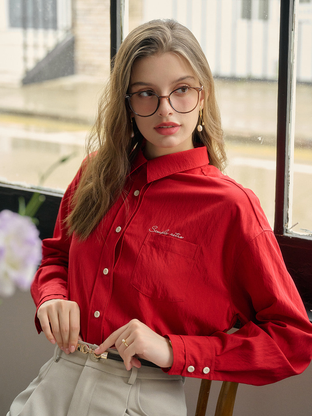 Estrella Classic Lapel Contrast SR Logo Embroidered Pocket Shirt - Yellow