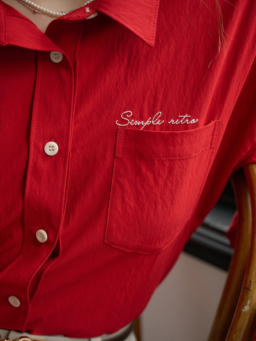 Estrella Classic Lapel Contrast SR Logo Embroidered Pocket Shirt - Yellow
