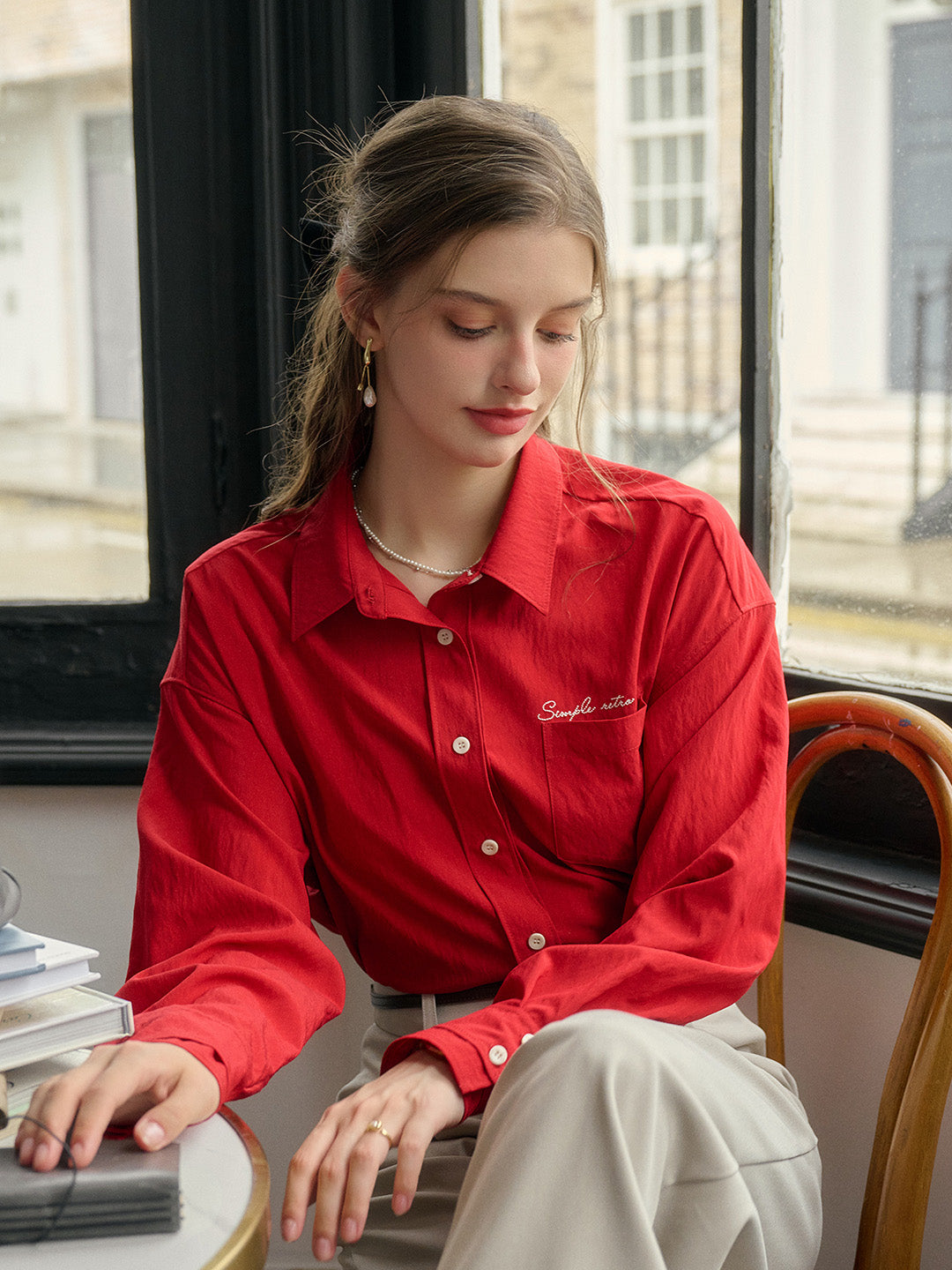 Estrella Classic Lapel Contrast SR Logo Embroidered Pocket Shirt - Yellow