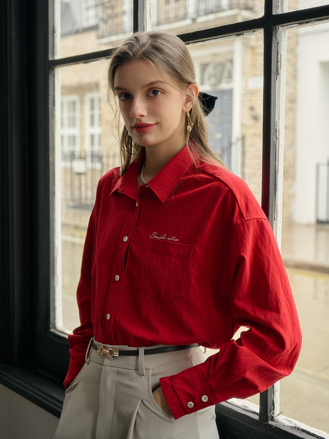 Estrella Classic Lapel Contrast SR Logo Embroidered Pocket Shirt - Yellow