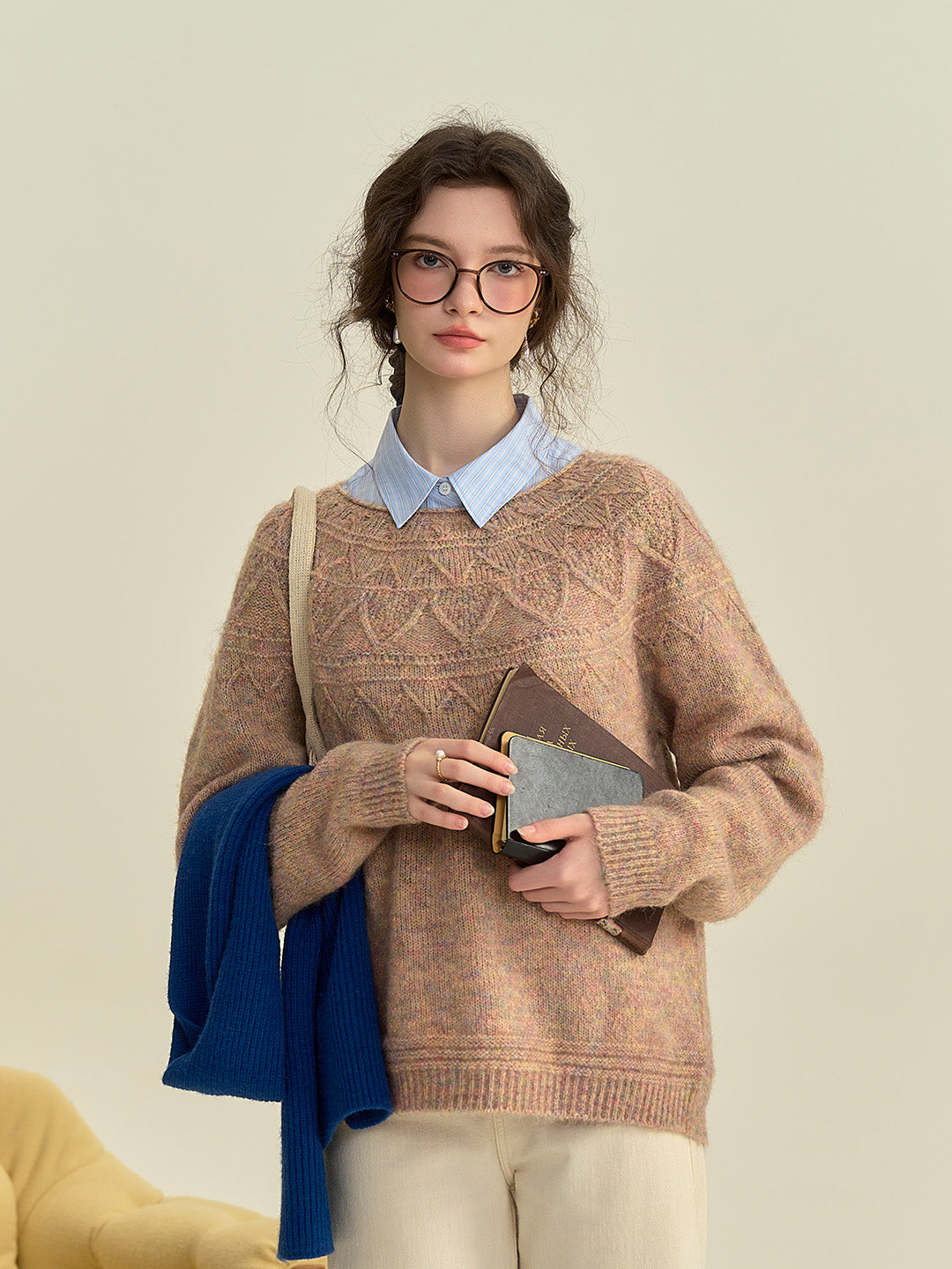 Arely Classic Round Neck Knitted Wool Sweater - Pink