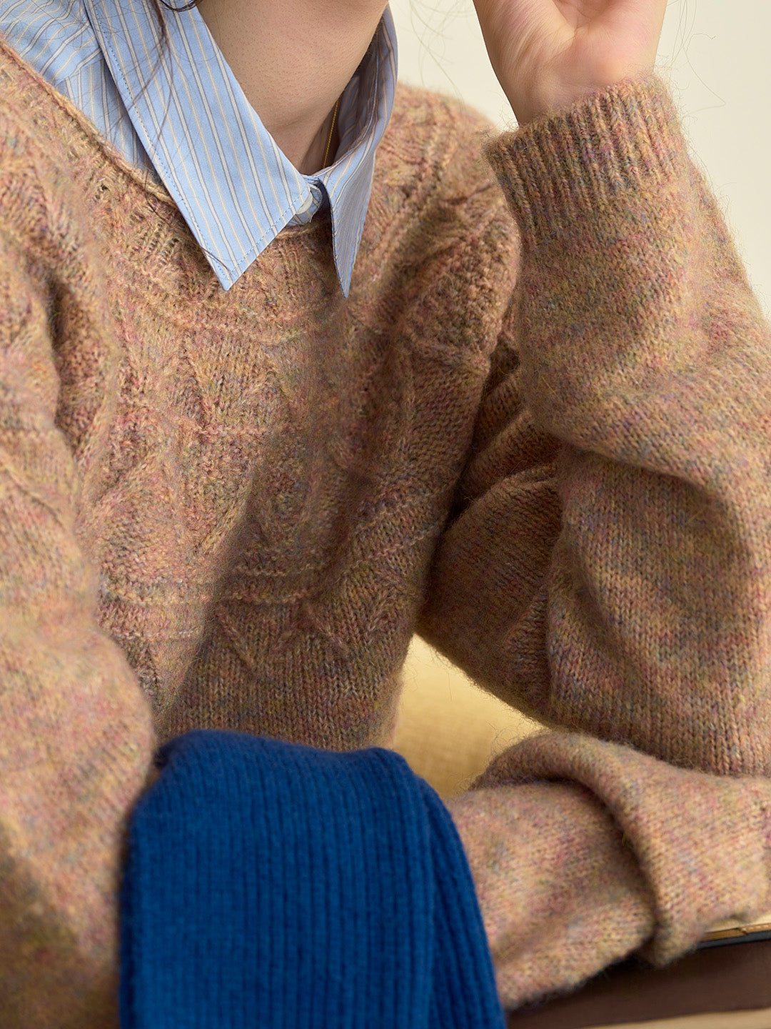 Arely Classic Round Neck Knitted Wool Sweater - Pink