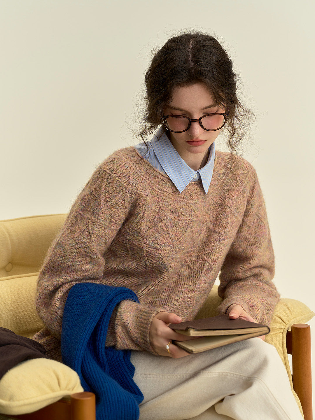 Arely Classic Round Neck Knitted Wool Sweater - Pink