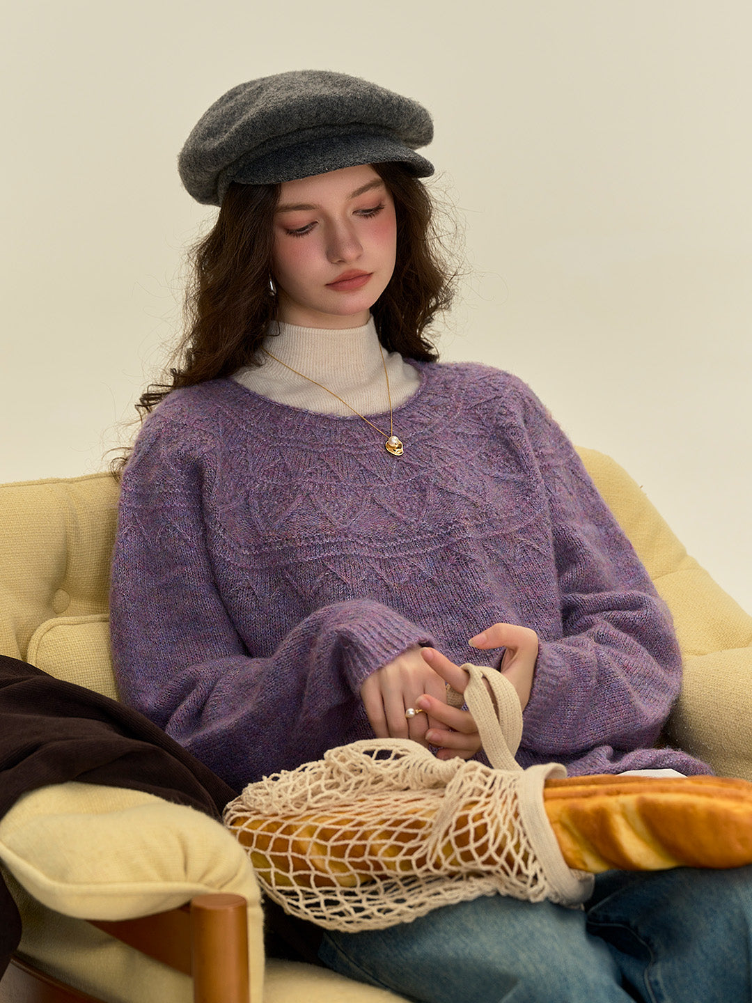 Arely Classic Round Neck Knitted Wool Sweater - Pink