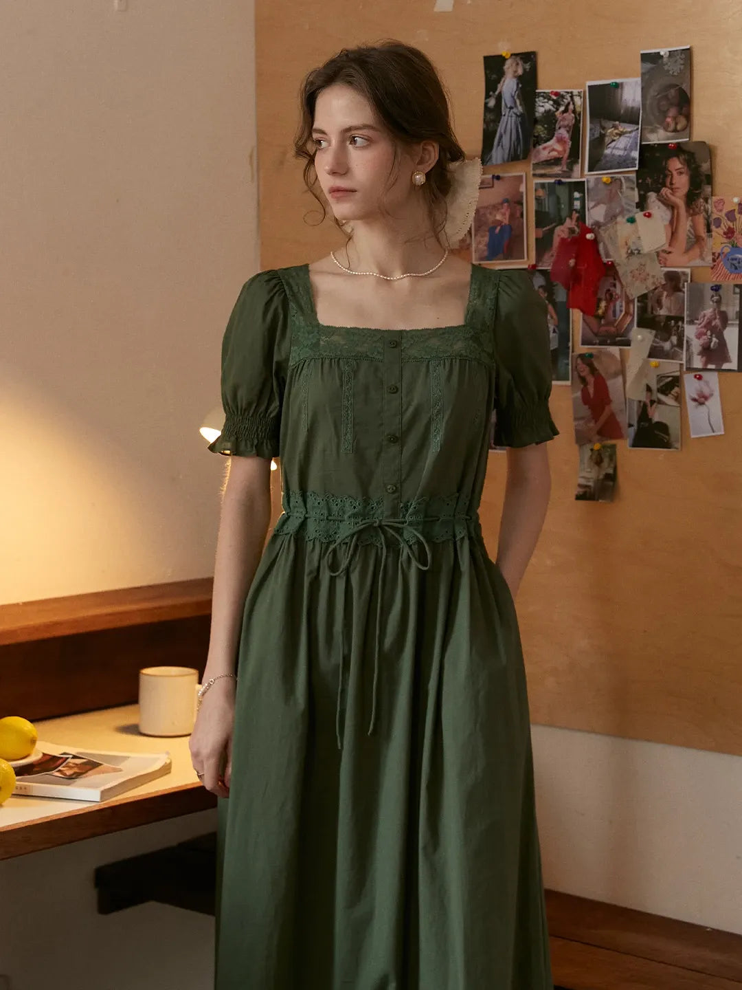 Marianna Square Neck Embroidered Dress