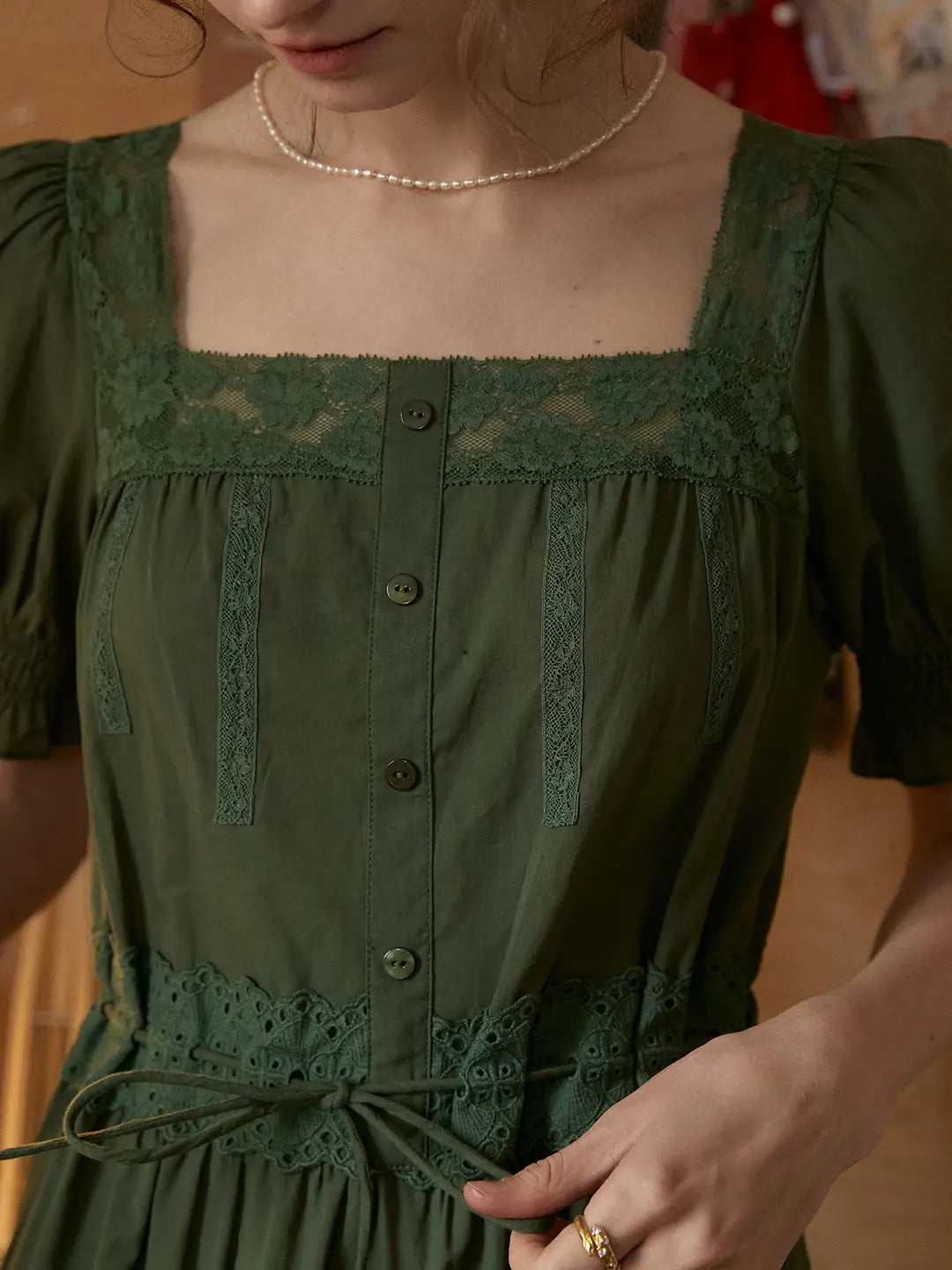 Marianna Square Neck Embroidered Dress