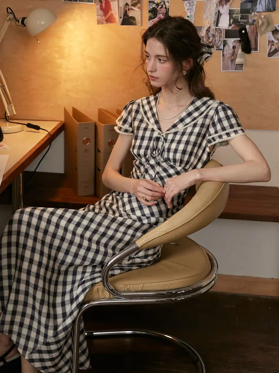 Winifred V-Neck Plaid Dress