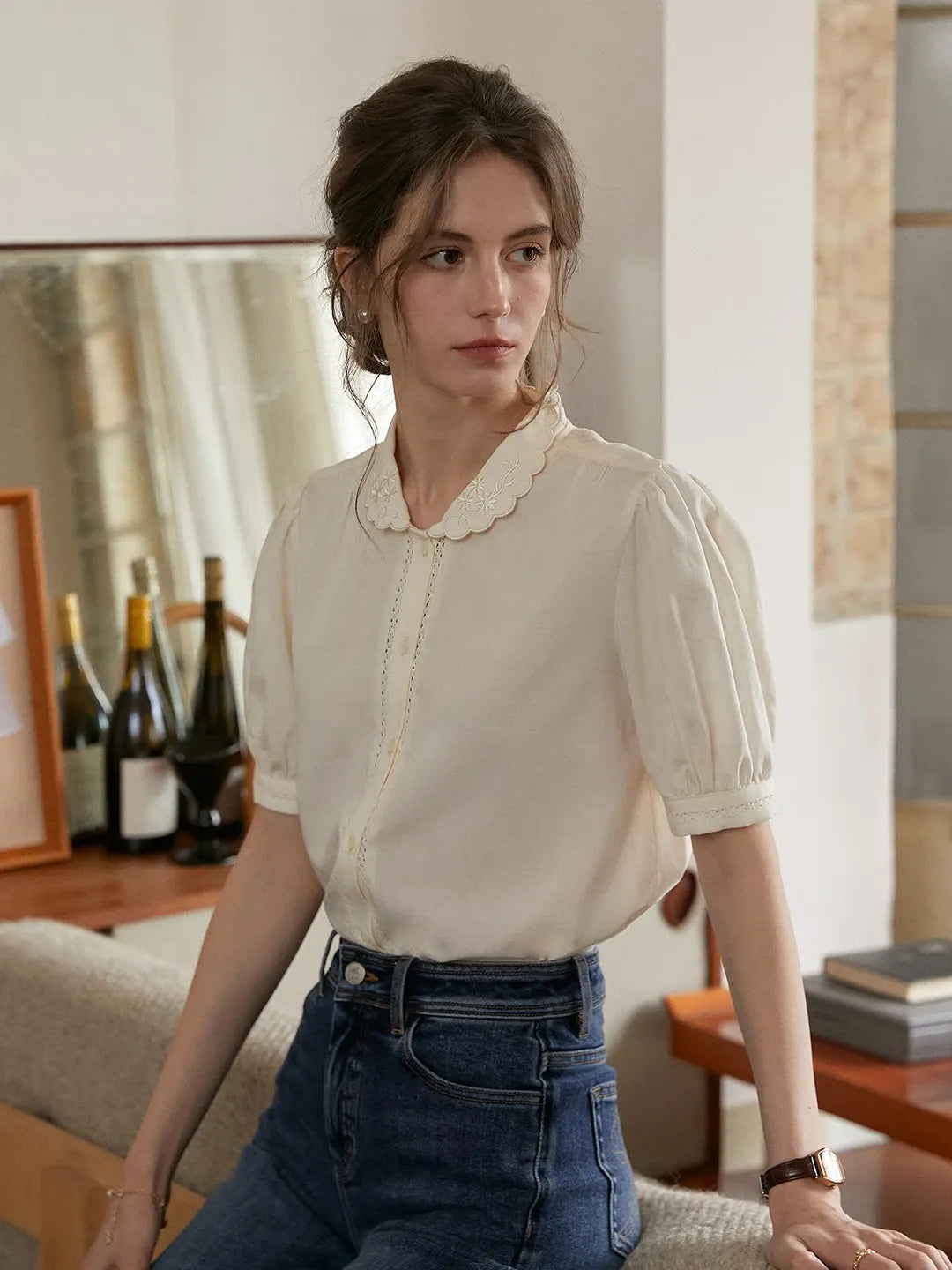 Xyla Peter Pan Collar Hemp Blouse