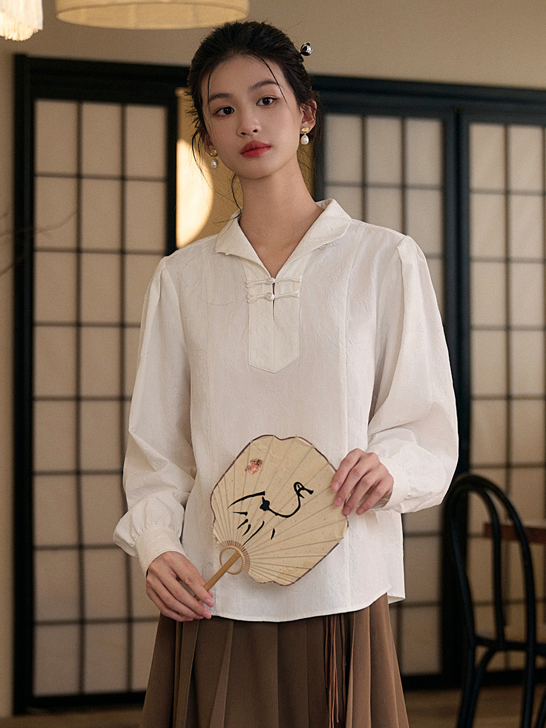 【Final Sale】Dahlia Oriental Frog Button Blouse