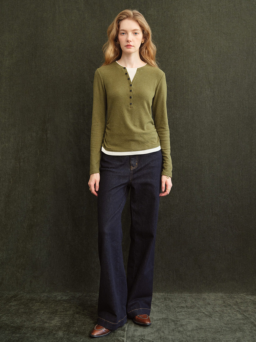 Anouk Shirred-Waist Slim Knit Top