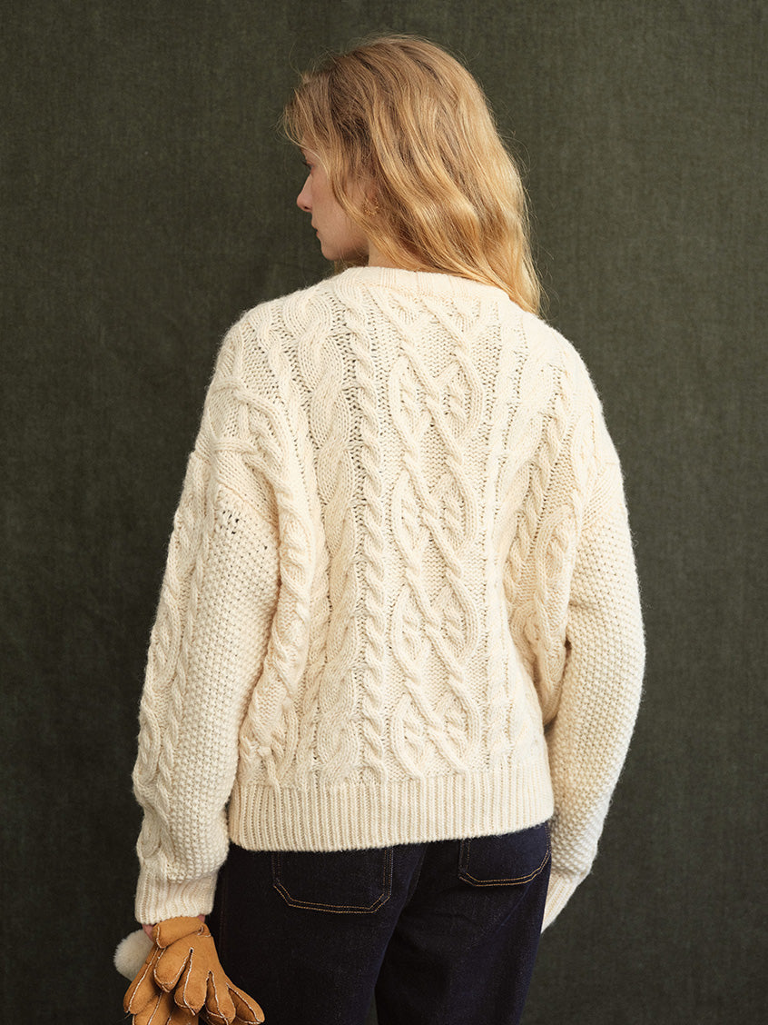 Madonna Cable-Knit Longline Wool Sweater