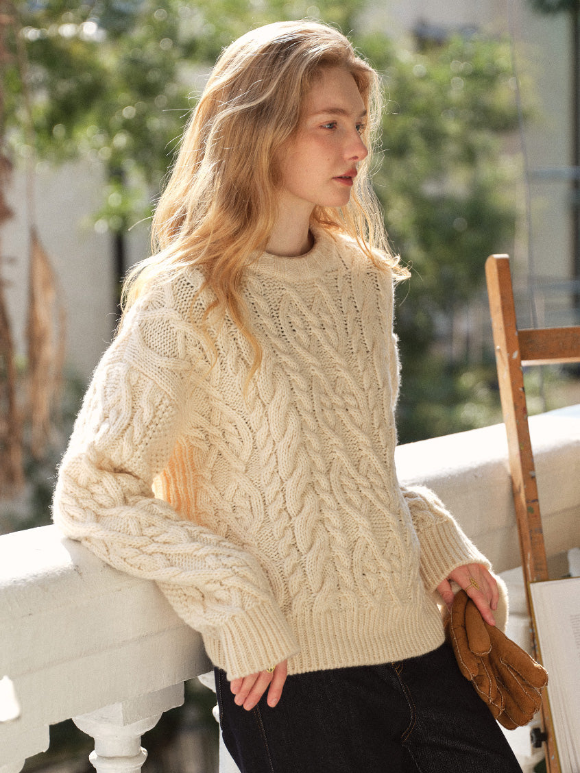 Madonna Cable-Knit Longline Wool Sweater