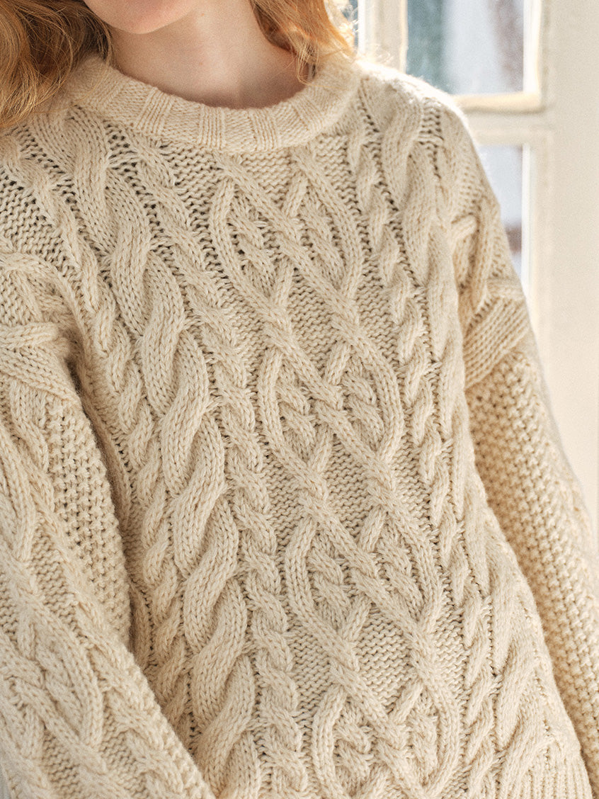 Madonna Cable-Knit Longline Wool Sweater