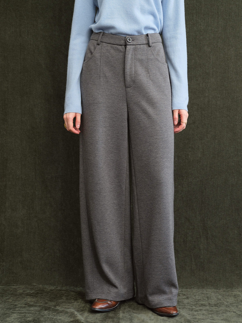 Silvana All-Purpose Wide-Leg Wool-Blend Trousers
