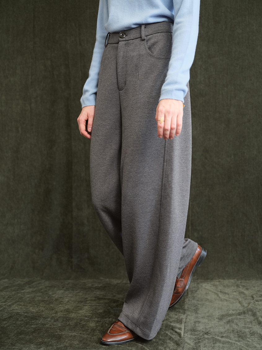 Silvana All-Purpose Wide-Leg Wool-Blend Trousers