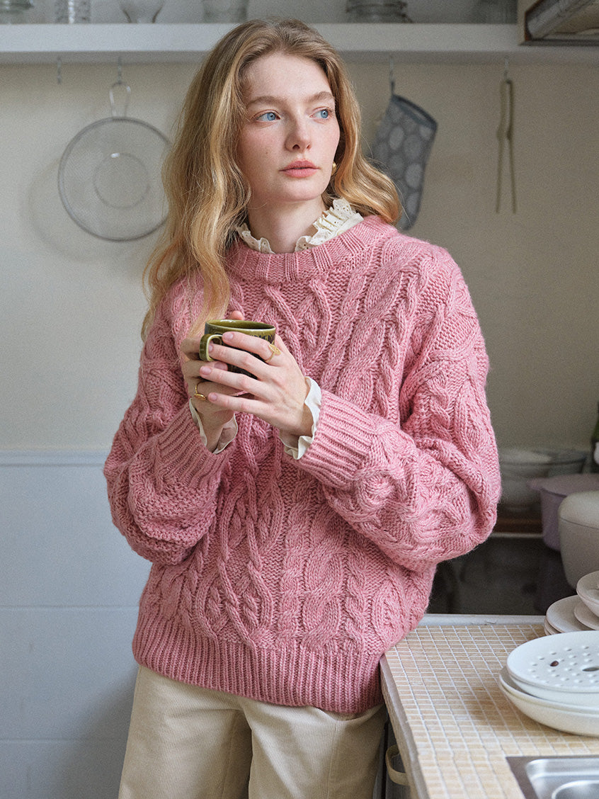 Madonna Cable-Knit Longline Wool Sweater