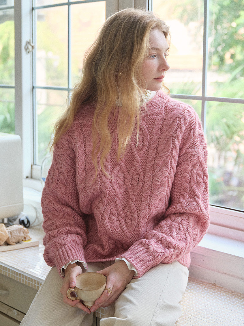 Madonna Cable-Knit Longline Wool Sweater