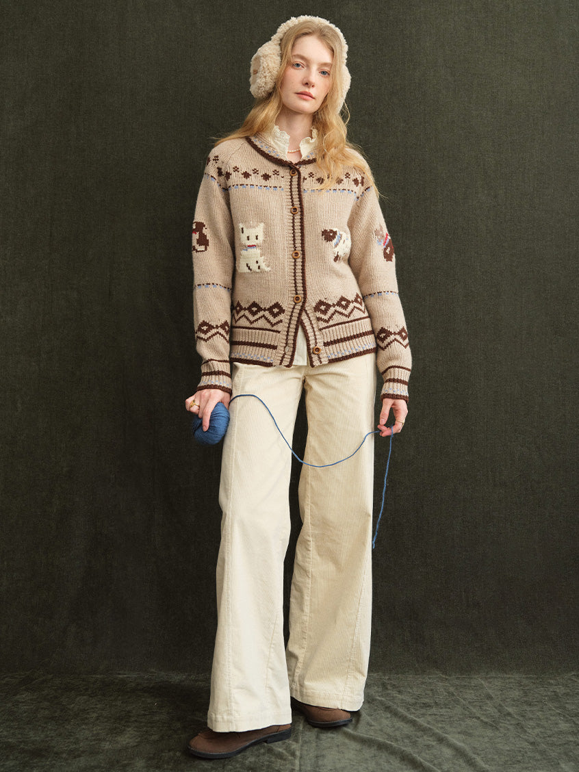 Fenella Folk Animal-Jacquard Nordic Cardigan