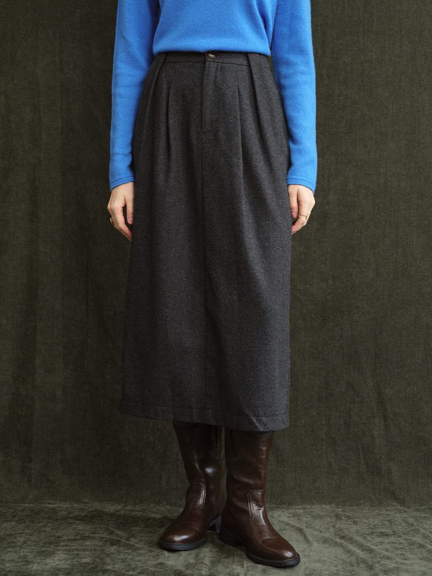 Delphine High-Waist Pleated Midi Skirt