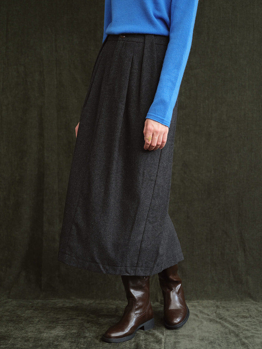 Delphine High-Waist Pleated Midi Skirt