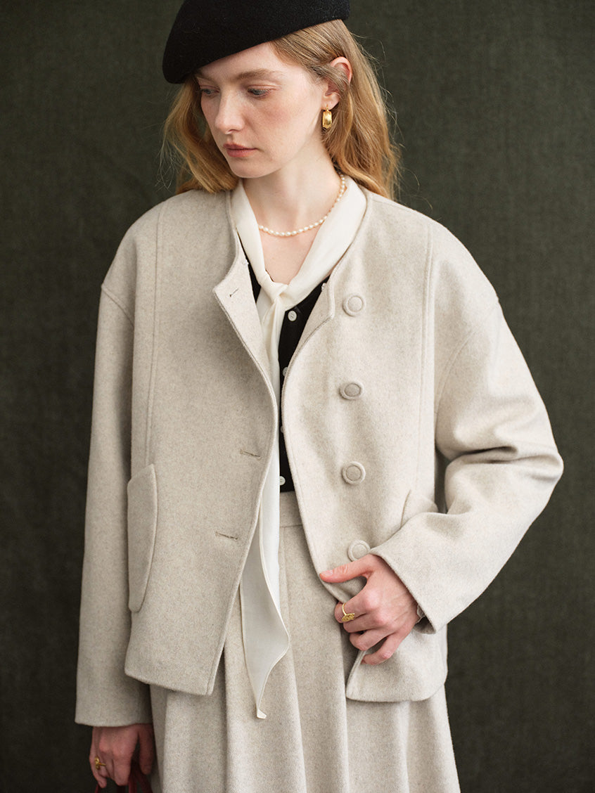 Modesty Boxy Drop-Shoulder Cropped Jacket