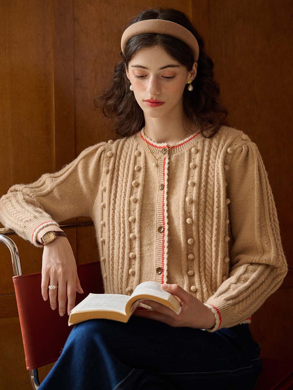 【Final Sale】Adeline Sweet Round Neck Contrast Lace Cardigan