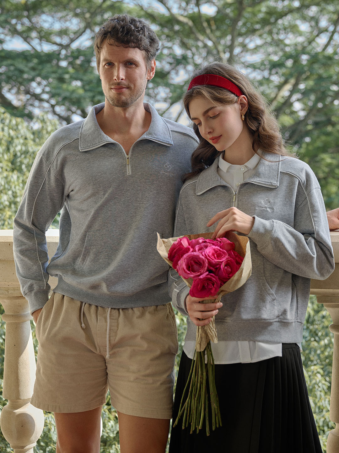 【Final Sale】Kamila Exclusive Logo Embroidered Lapel Sweatshirt