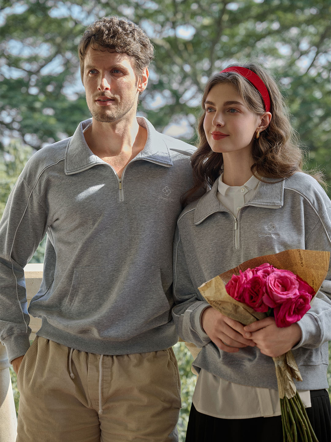 【Final Sale】Kamila Exclusive Logo Embroidered Lapel Sweatshirt