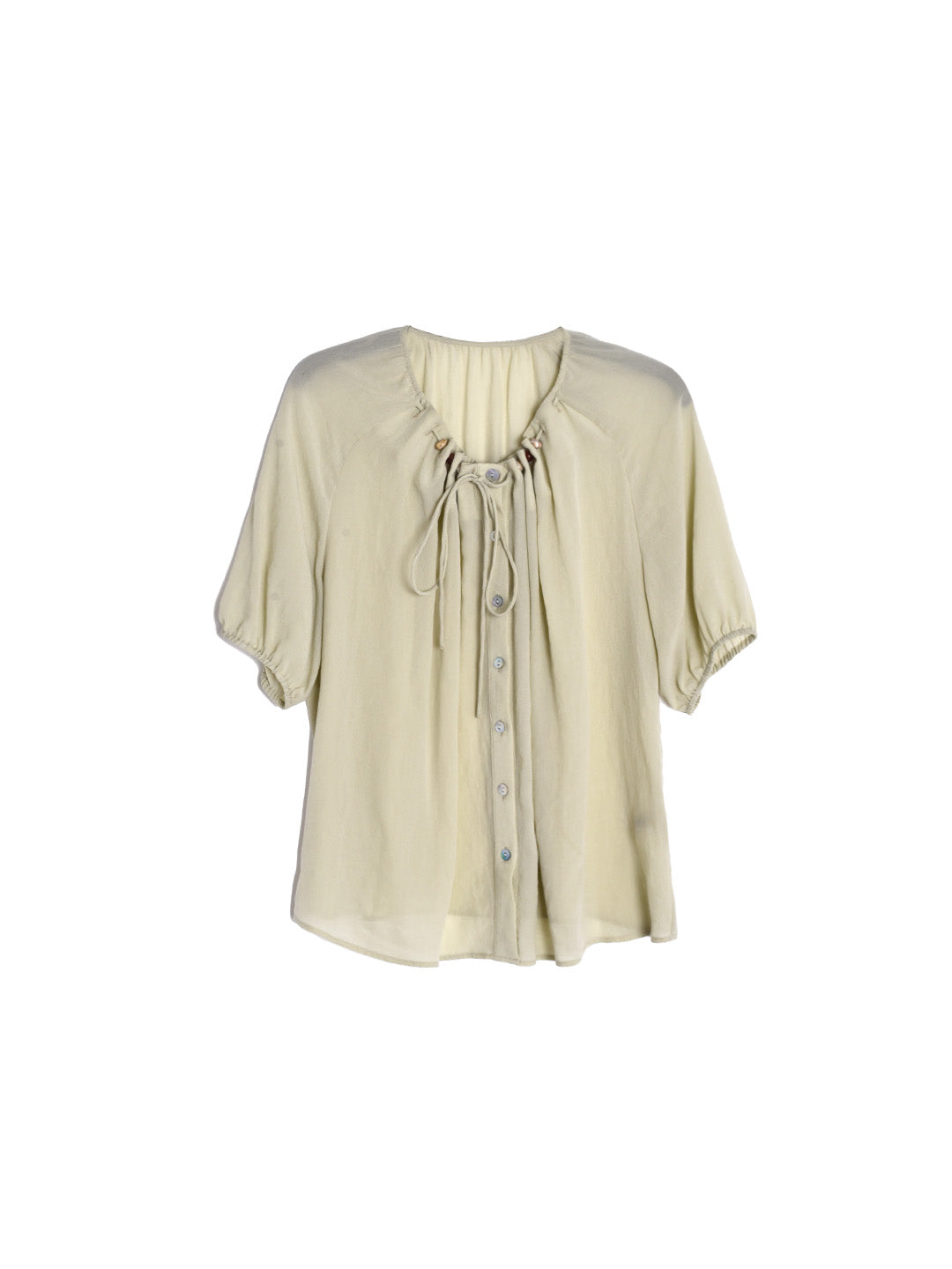 【Final Sale】Madison Round Neck Tie Skin-Friendly Blouse